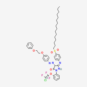 molecular formula C47H57ClF3N5O6S B12920065 2-(2-(2-Chloro-1,1,2-trifluoroethoxy)phenyl)-5-((4-(hexadecylsulphonyl)phenyl)amino)-2,4-dihydro-4-((4-(2-phenoxyethoxy)phenyl)azo)-3H-pyrazol-3-one CAS No. 64485-21-8