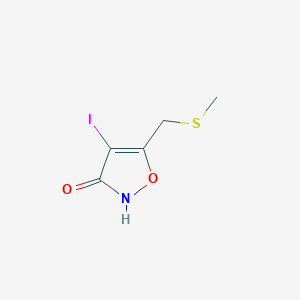 molecular formula C5H6INO2S B12920087 4-iodo-5-((methylthio)methyl)isoxazol-3(2H)-one CAS No. 89661-21-2