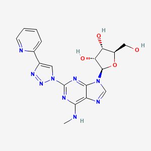 molecular formula C18H19N9O4 B12920098 N-Methyl-2-[4-(pyridin-2-yl)-1H-1,2,3-triazol-1-yl]adenosine CAS No. 906670-52-8