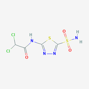 molecular formula C4H4Cl2N4O3S2 B12920176 2,2-Dichloro-N-(5-sulfamoyl-1,3,4-thiadiazol-2-yl)acetamide CAS No. 189156-30-7