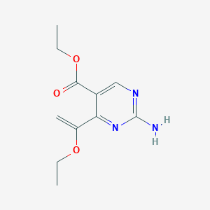 molecular formula C11H15N3O3 B12920205 5-Pyrimidinecarboxylic acid, 2-amino-4-(1-ethoxyethenyl)-, ethyl ester CAS No. 62328-17-0