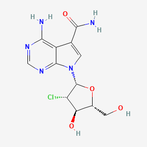 molecular formula C12H14ClN5O4 B12920237 4-Amino-7-(3-chloro-4-hydroxy-5-hydroxymethyl-tetrahydro-furan-2-yl)-7H-pyrrolo(2,3-d)pyrimidine-5-carboxylic acid amide CAS No. 127880-92-6