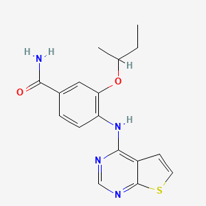 molecular formula C17H18N4O2S B12920292 3-[(Butan-2-yl)oxy]-4-[(thieno[2,3-d]pyrimidin-4-yl)amino]benzamide CAS No. 917908-02-2