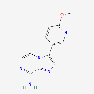 molecular formula C12H11N5O B12920321 3-(6-Methoxypyridin-3-yl)imidazo[1,2-a]pyrazin-8-amine CAS No. 825630-50-0