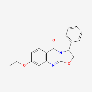 molecular formula C18H16N2O3 B12920432 8-Ethoxy-3-phenyl-2,3-dihydro-5H-[1,3]oxazolo[2,3-b]quinazolin-5-one CAS No. 52727-60-3