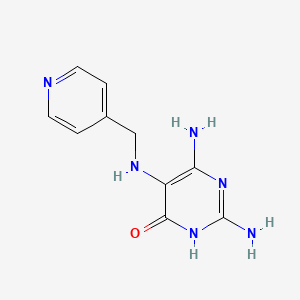 molecular formula C10H12N6O B12920465 2,6-Diamino-5-{[(pyridin-4-yl)methyl]amino}pyrimidin-4(1H)-one CAS No. 74783-49-6