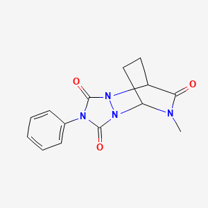 molecular formula C14H14N4O3 B12920528 11-Methyl-2-phenyltetrahydro-1H-5,8-(epiminomethano)[1,2,4]triazolo[1,2-a]pyridazine-1,3,10(2H)-trione CAS No. 60532-37-8