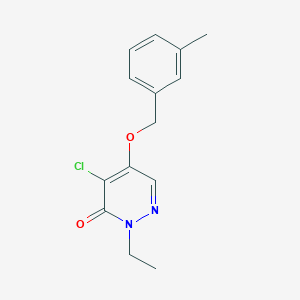 molecular formula C14H15ClN2O2 B12920531 4-Chloro-2-ethyl-5-[(3-methylphenyl)methoxy]pyridazin-3(2H)-one CAS No. 88093-94-1