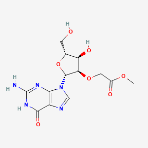 molecular formula C13H17N5O7 B12920629 methyl 2-[(2R,3R,4R,5R)-2-(2-amino-6-oxo-1H-purin-9-yl)-4-hydroxy-5-(hydroxymethyl)oxolan-3-yl]oxyacetate 