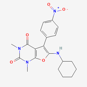 molecular formula C20H22N4O5 B12920650 6-(Cyclohexylamino)-1,3-dimethyl-5-(4-nitrophenyl)furo[2,3-d]pyrimidine-2,4(1H,3H)-dione CAS No. 503160-55-2