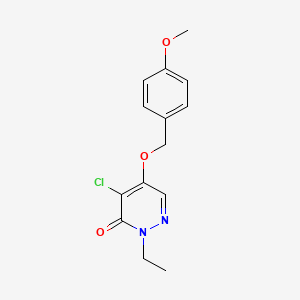 molecular formula C14H15ClN2O3 B12920665 4-Chloro-2-ethyl-5-[(4-methoxyphenyl)methoxy]pyridazin-3(2H)-one CAS No. 88094-00-2