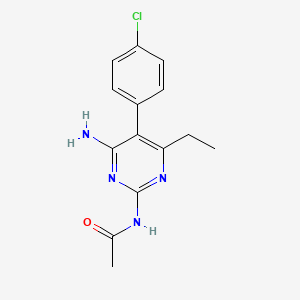 molecular formula C14H15ClN4O B12920957 N-(4-Amino-5-(4-chlorophenyl)-6-ethylpyrimidin-2-yl)acetamide CAS No. 74124-11-1