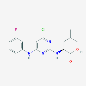 molecular formula C16H18ClFN4O2 B12920958 N-[4-Chloro-6-(3-fluoroanilino)pyrimidin-2-yl]-L-leucine CAS No. 825647-52-7