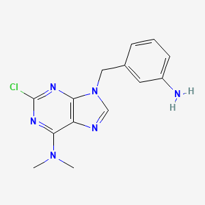 molecular formula C14H15ClN6 B12920971 9H-Purin-6-amine, 9-((3-aminophenyl)methyl)-2-chloro-N,N-dimethyl- CAS No. 115204-71-2