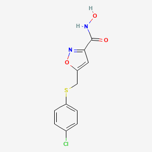 molecular formula C11H9ClN2O3S B12921027 3-Isoxazolecarboxamide, 5-[[(4-chlorophenyl)thio]methyl]-N-hydroxy- CAS No. 823220-04-8