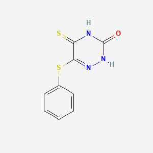 molecular formula C9H7N3OS2 B12921044 6-(Phenylthio)-5-thioxo-4,5-dihydro-1,2,4-triazin-3(2H)-one CAS No. 32330-97-5