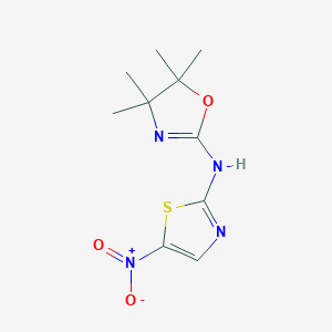 molecular formula C10H14N4O3S B12921077 4,5-Dihydro-N-(5-nitro-2-thiazolyl)-4,4,5,5-tetramethyl-2-oxazolamine CAS No. 24229-59-2