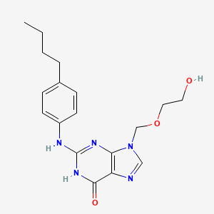 6H-Purin-6-one, 1,9-dihydro-2-((4-butylphenyl)amino)-9-((2-hydroxyethoxy)methyl)-