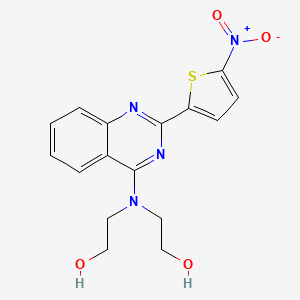 molecular formula C16H16N4O4S B12921115 4-Bis(2-hydroxyethyl)amino-2-(5-nitro-2-thienyl)quinazoline CAS No. 33372-39-3