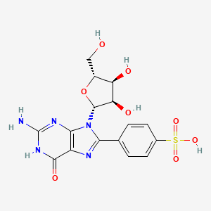 Benzenesulfonic acid, 4-(2-amino-6,9-dihydro-6-oxo-9-beta-D-ribofuranosyl-1H-purin-8-yl)-