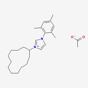 molecular formula C26H40N2O2 B12921291 1-Cyclododecyl-3-mesityl-1H-imidazol-3-ium acetate 