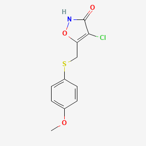 molecular formula C11H10ClNO3S B12921292 4-Chloro-5-{[(4-methoxyphenyl)sulfanyl]methyl}-1,2-oxazol-3(2H)-one CAS No. 89661-16-5