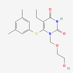 molecular formula C17H22N2O4S B12921300 6-((3,5-Dimethylphenyl)thio)-5-ethyl-1-((2-hydroxyethoxy)methyl)uracil CAS No. 136105-77-6