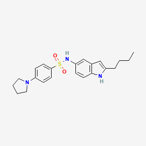 molecular formula C22H27N3O2S B12921359 N-(2-Butyl-1H-indol-5-YL)-4-(pyrrolidin-1-YL)benzenesulfonamide CAS No. 919490-50-9