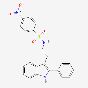 molecular formula C22H19N3O4S B12921367 4-Nitro-N-[2-(2-phenyl-1H-indol-3-yl)ethyl]benzene-1-sulfonamide CAS No. 648894-21-7