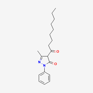 molecular formula C19H26N2O2 B12921400 5-Methyl-4-nonanoyl-2-phenyl-2,4-dihydro-3H-pyrazol-3-one CAS No. 96551-16-5