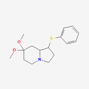 molecular formula C16H23NO2S B12921410 7,7-Dimethoxy-1-(phenylsulfanyl)octahydroindolizine CAS No. 62240-38-4