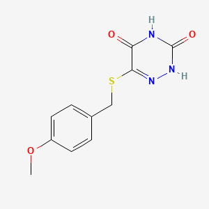 molecular formula C11H11N3O3S B12921437 6-[(4-methoxyphenyl)methylsulfanyl]-2H-1,2,4-triazine-3,5-dione CAS No. 32331-09-2