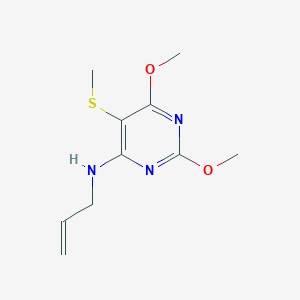 molecular formula C10H15N3O2S B12921488 2,6-Dimethoxy-5-(methylsulfanyl)-N-(prop-2-en-1-yl)pyrimidin-4-amine CAS No. 89587-77-9