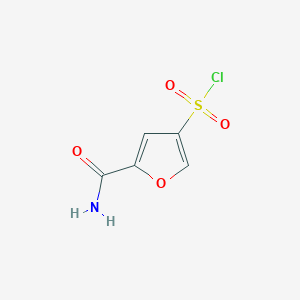 molecular formula C5H4ClNO4S B12921519 5-Carbamoylfuran-3-sulfonyl chloride 