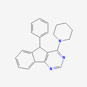 molecular formula C22H21N3 B12921533 5-Phenyl-4-(piperidin-1-yl)-5h-indeno[1,2-d]pyrimidine CAS No. 28858-10-8