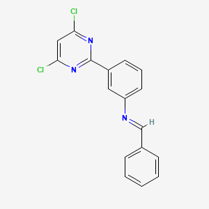 molecular formula C17H11Cl2N3 B12921555 (E)-N-[3-(4,6-Dichloropyrimidin-2-yl)phenyl]-1-phenylmethanimine CAS No. 89508-70-3