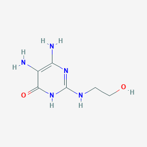 molecular formula C6H11N5O2 B12921607 5,6-Diamino-2-((2-hydroxyethyl)amino)pyrimidin-4(1H)-one CAS No. 61693-26-3