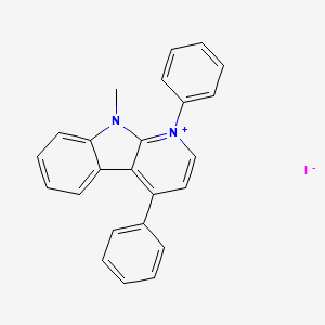 molecular formula C24H19IN2 B12921688 9-Methyl-1,4-diphenyl-9h-pyrido[2,3-b]indol-1-ium iodide CAS No. 59715-31-0