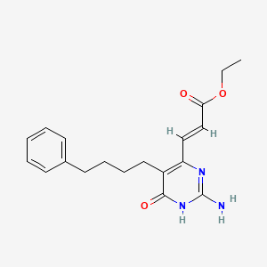 Ethyl 3-(2-amino-6-oxo-5-(4-phenylbutyl)-3,6-dihydropyrimidin-4-yl)acrylate