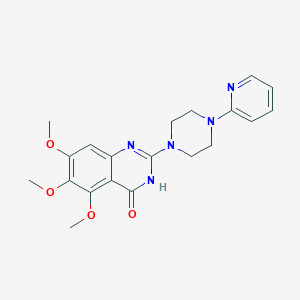 molecular formula C20H23N5O4 B12921716 5,6,7-Trimethoxy-2-(4-(pyridin-2-yl)piperazin-1-yl)quinazolin-4(1H)-one CAS No. 828256-53-7