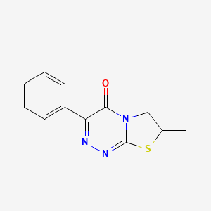 molecular formula C12H11N3OS B12921774 7-Methyl-3-phenyl-6,7-dihydro-4H-[1,3]thiazolo[2,3-c][1,2,4]triazin-4-one CAS No. 87450-81-5