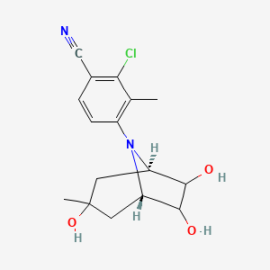 molecular formula C16H19ClN2O3 B12921817 2-Chloro-3-methyl-4-((1R,3s,5S)-3,6,7-trihydroxy-3-methyl-8-azabicyclo[3.2.1]octan-8-yl)benzonitrile 