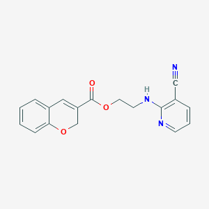 molecular formula C18H15N3O3 B12921927 2-((3-Cyanopyridin-2-yl)amino)ethyl 2H-chromene-3-carboxylate 