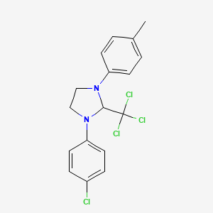 molecular formula C17H16Cl4N2 B12921983 1-(4-Chlorophenyl)-3-(4-methylphenyl)-2-(trichloromethyl)imidazolidine CAS No. 61545-18-4