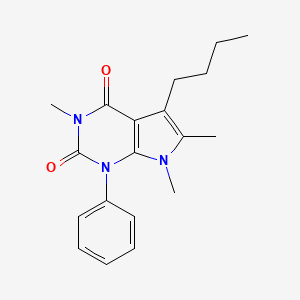 molecular formula C19H23N3O2 B12921988 1H-Pyrrolo(2,3-d)pyrimidine-2,4(3H,7H)-dione, 5-butyl-1-phenyl-3,6,7-trimethyl- CAS No. 40678-92-0