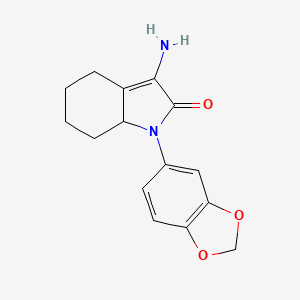 molecular formula C15H16N2O3 B12921989 3-Amino-1-(1,3-benzodioxol-5-yl)-1,4,5,6,7,7a-hexahydro-2H-indol-2-one CAS No. 52480-74-7