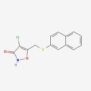 molecular formula C14H10ClNO2S B12922037 4-Chloro-5-{[(naphthalen-2-yl)sulfanyl]methyl}-1,2-oxazol-3(2H)-one CAS No. 89661-18-7