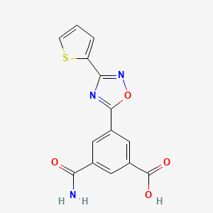 molecular formula C14H9N3O4S B12922082 3-Carbamoyl-5-(3-(thiophen-2-yl)-1,2,4-oxadiazol-5-yl)benzoic acid CAS No. 823195-18-2