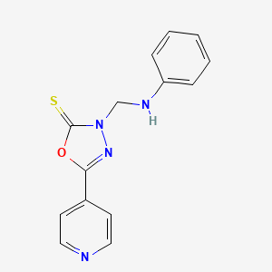 molecular formula C14H12N4OS B12922235 1,3,4-Oxadiazole-2(3H)-thione, 3-((phenylamino)methyl)-5-(4-pyridinyl)- CAS No. 84249-74-1