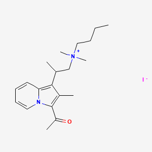 molecular formula C20H31IN2O B12922436 Ammonium, butyldimethyl(2-(3-acetyl-2-methyl-1-indolizinyl)-2-methylethyl)-, iodide CAS No. 66902-73-6